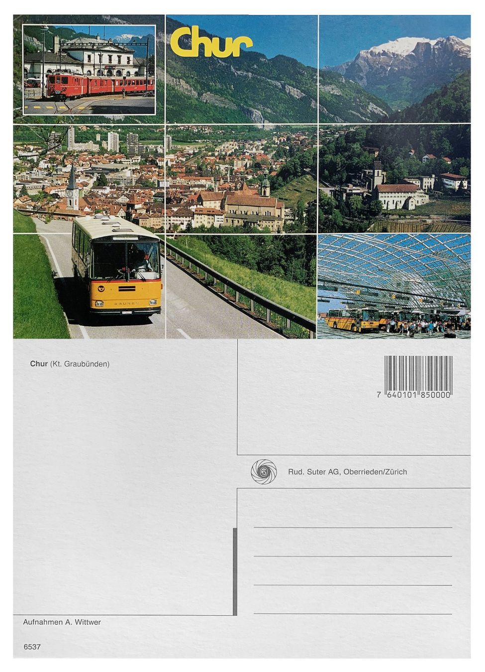 Ansichtskarten: Chur Postautostation Postauto Saurer RH Bahn RhB ABe 4/4 482 – Neu (gemäss Beschreibung) aus Bern von AWiBe