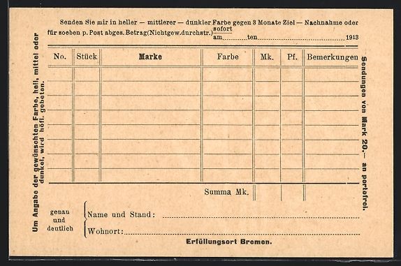 Entiers postaux: Bremen, Zigarren-Fabrik Heinrich Müller – D'occasion à Berlin par bartko-reher