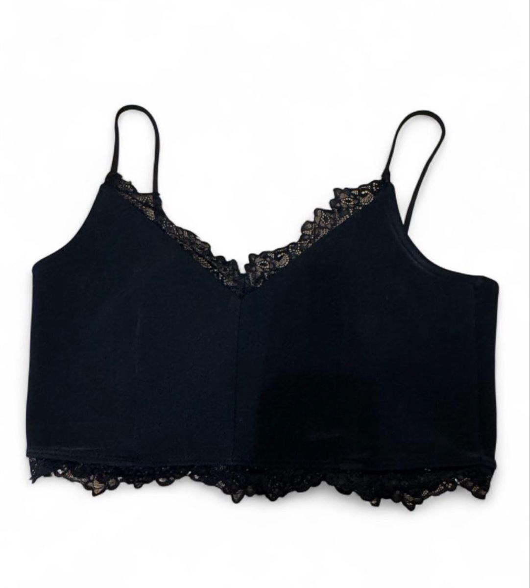 Top: Damen Crop Top schwarz mit Spitze – Nuovo (secondo la descrizione) da Marbach SG venduto da Rob_sta