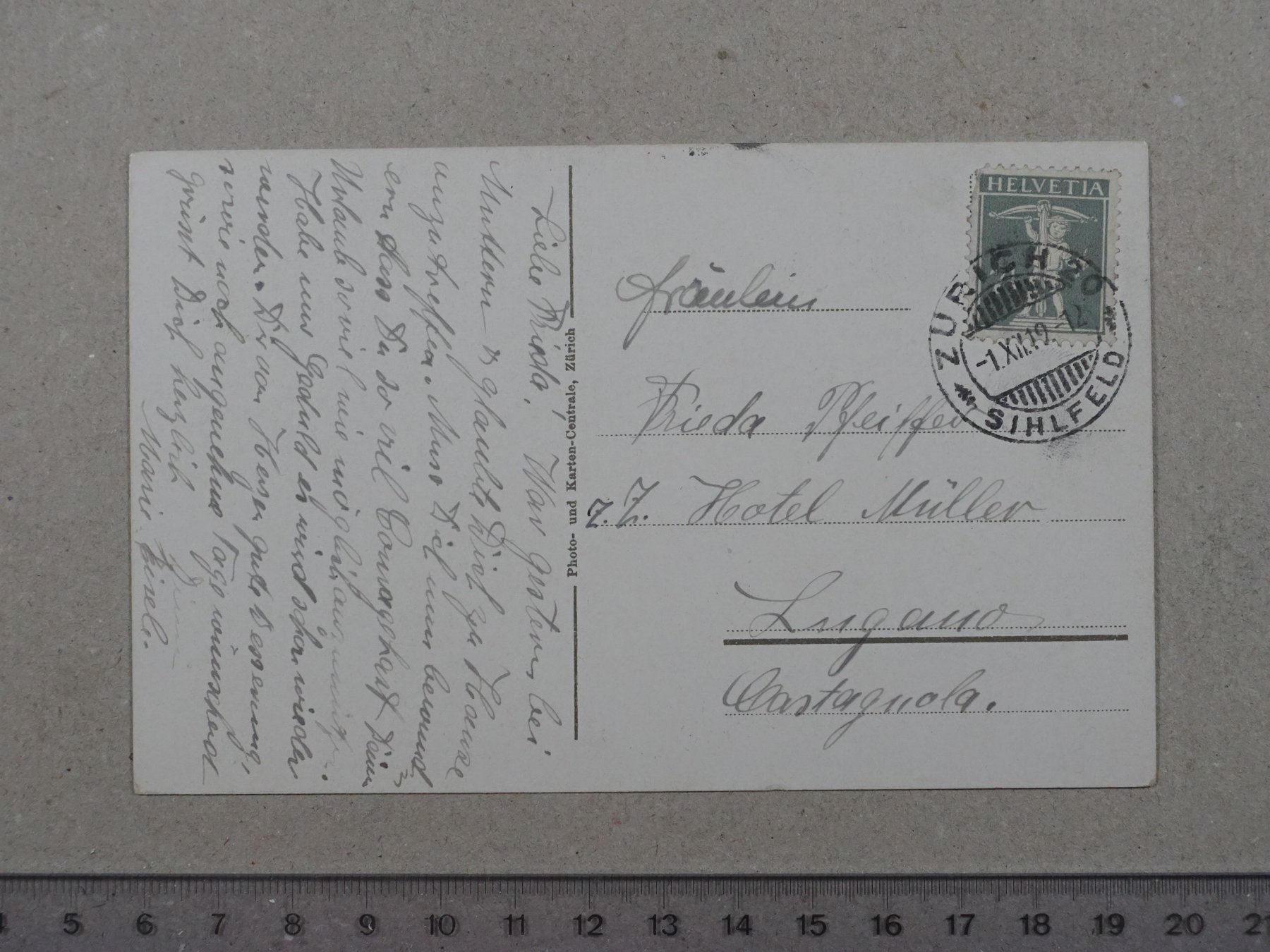 Cartoline postali: Zürich, 1919, Elephantenbach, Poststempel Sihlfeld – Usato da Lenzburg venduto da fh1 1