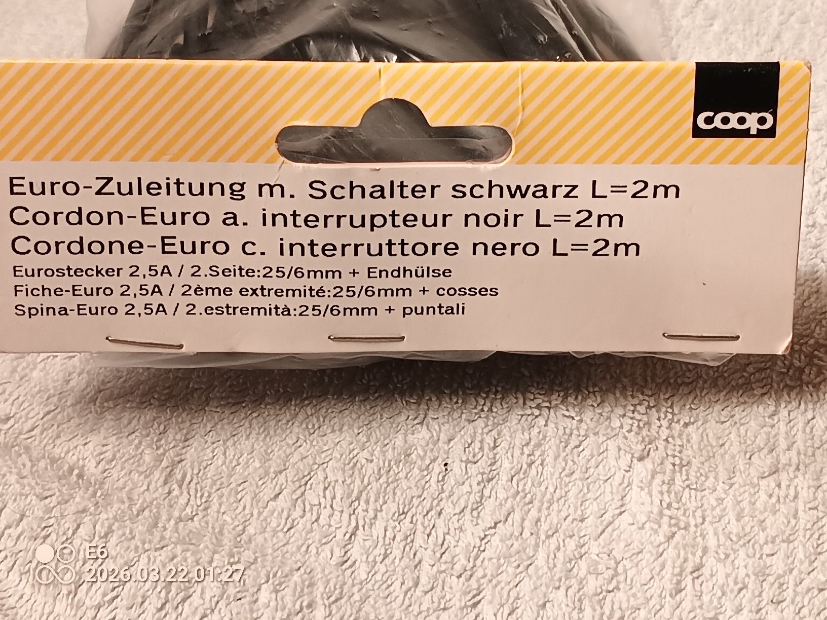 Interruttori: Euro-Zuleitung mit Schalter – Nuovo e nell'imballaggio originale da Zürich venduto da Mitzi6 2