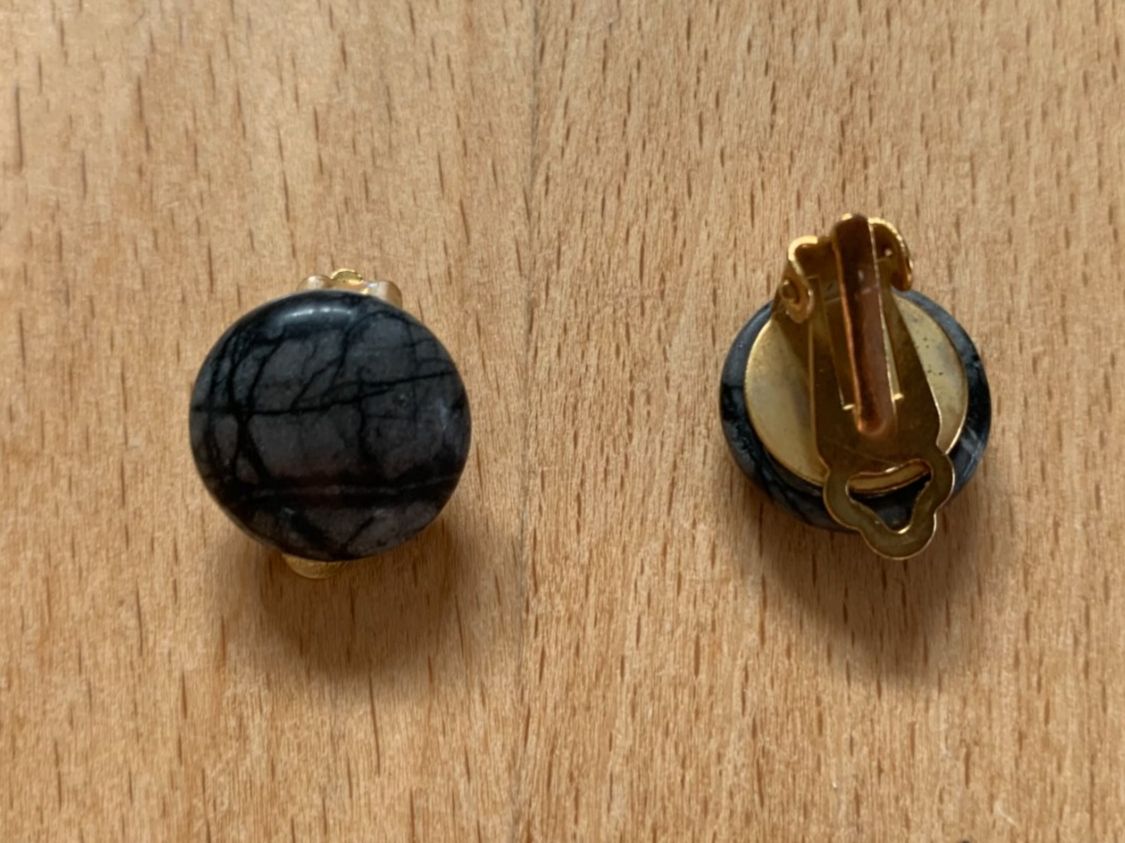 Ohrringe & -stecker: Ohrclips Jaspis Schwarz/Grau, 15mm – Neu (gemäss Beschreibung) aus Worb von farben20zauber 1