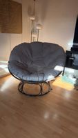 Rattan Papasan Sessel mit grauem Polster guter Zustand