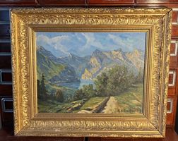 Gemälde peinture Grütli ? Alpen BERTHOUD (?) Signé signiert