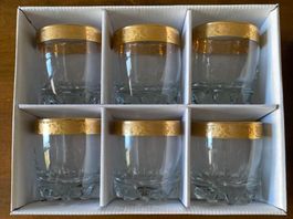 6 Tumbler Gläser mit Goldrand