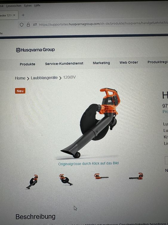 Husqvarna Laubbläser Laubsauger Akku 120iBV,Akku,Ladegerät Kaufen auf