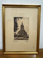Antike Radierung, Pauluskirche, gerahmtes Bild