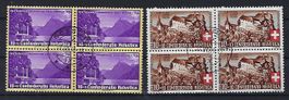 Pro Patria Viererblocks 1938 - 39  gestempelt   14822