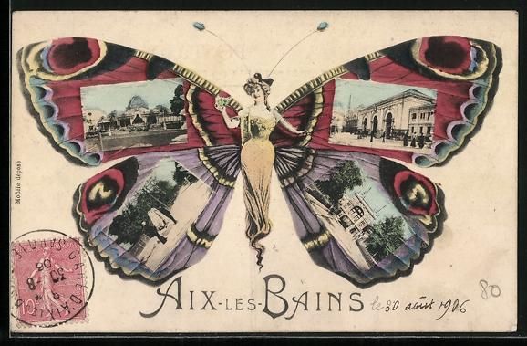 Ansichtskarten: Aix-Les-Bains, Panorama, Fliegende Mensc – Gebraucht aus Berlin von bartko-reher