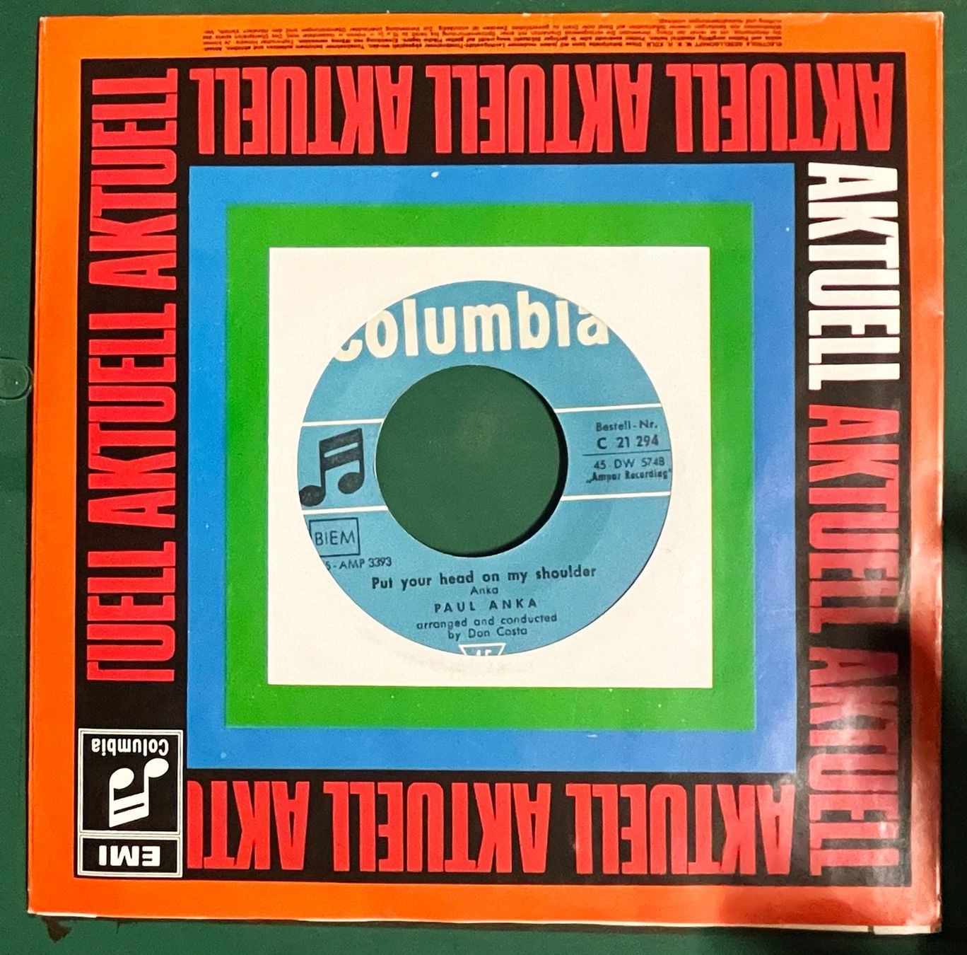 Dischi in vinile: Single: PAUL ANKA - Put Your Head On My Shoulder – Usato da Frenkendorf venduto da Yard-Sale-2000