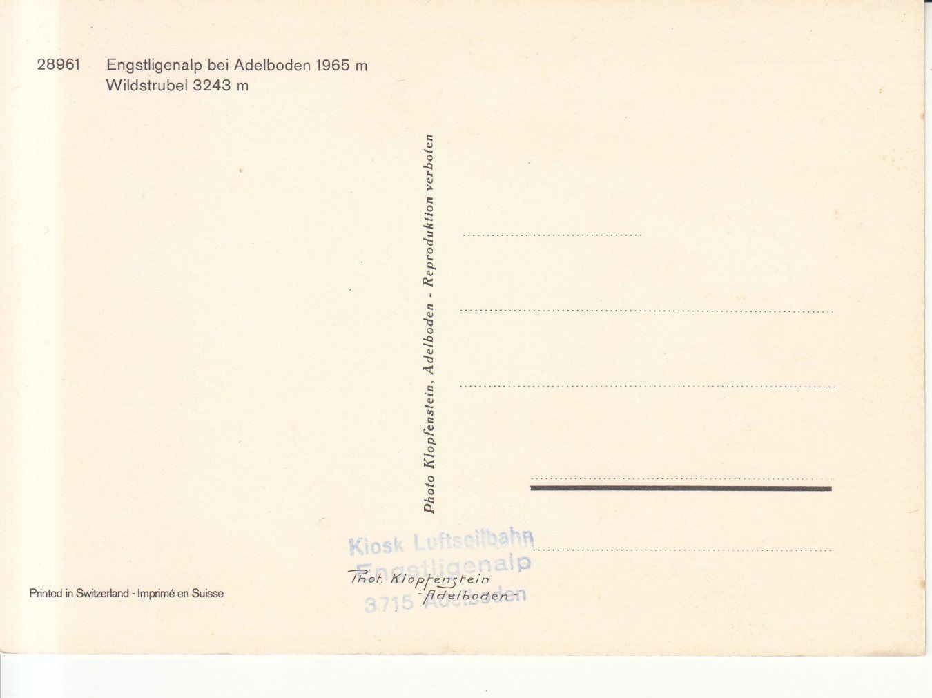 Cartoline postali: Engstligenalp ca. 1970 – Usato da Bürglen TG venduto da StampGraf 1