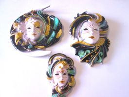 3 venezianische Keramikmasken