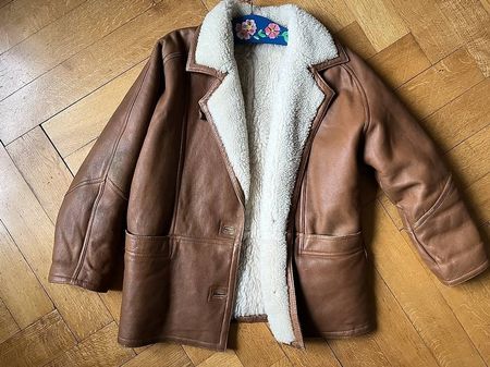 Veste en cuir, 100% mouton retourné véritable