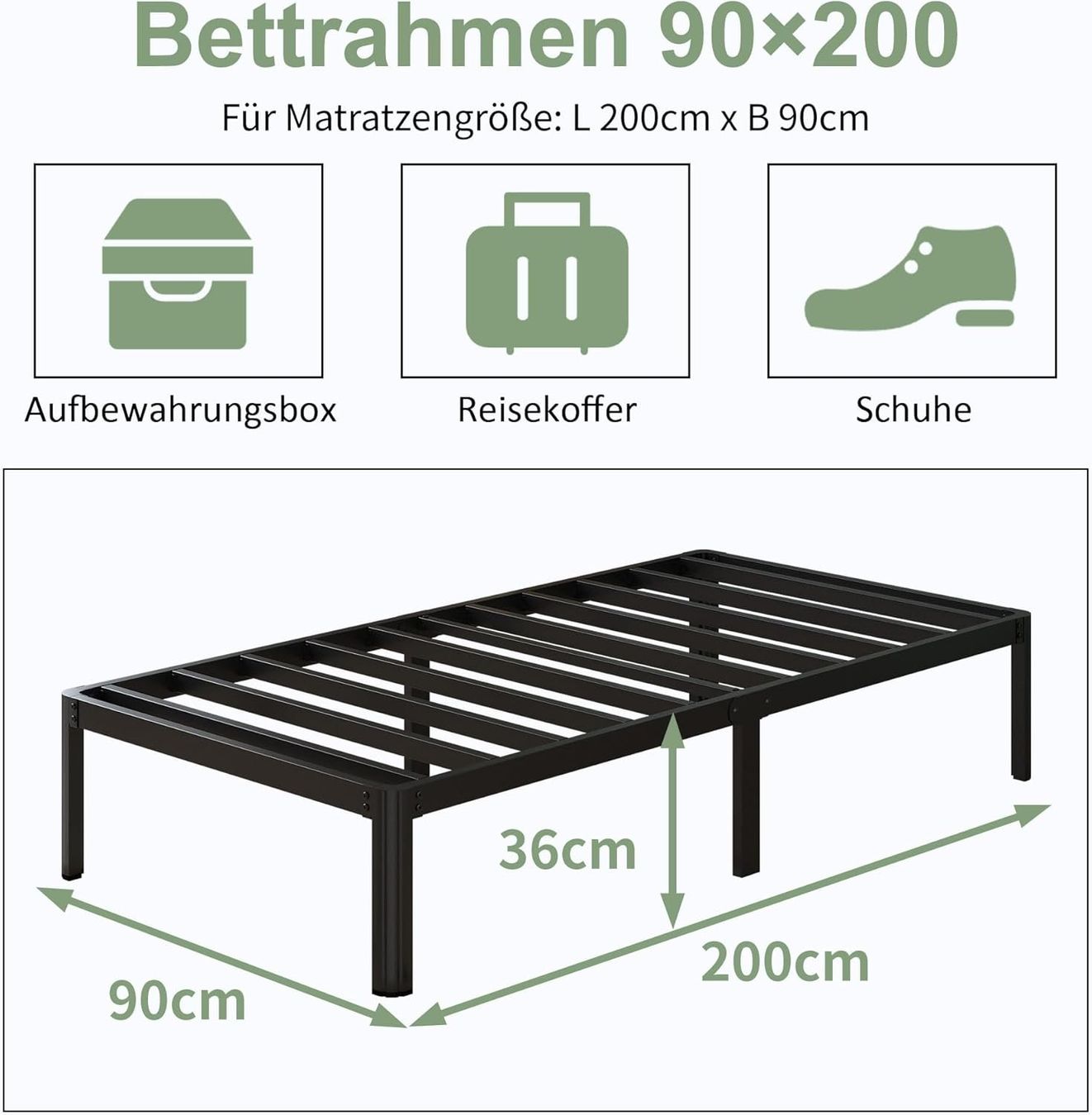 Betten: Metallbett 90x200 cm -  36cm Höhe – Neu und originalverpackt aus Basel von Stephan-Siegrist 1