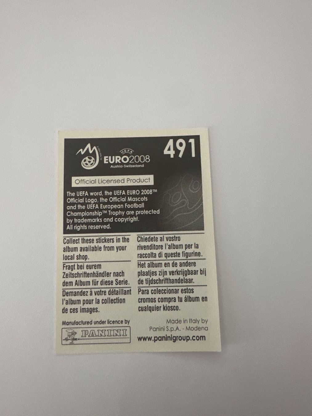 Panini Cartes à collectionner: Panini UEFA EM 2008 Sticker - Nr. 491 – D'occasion à Sulz AG par DealWerk 1