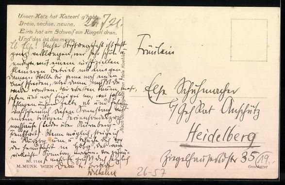 Cartoline postali: Mela Köhler: Mädchen bei einer Katze m – Usato da Berlin venduto da bartko-reher 1