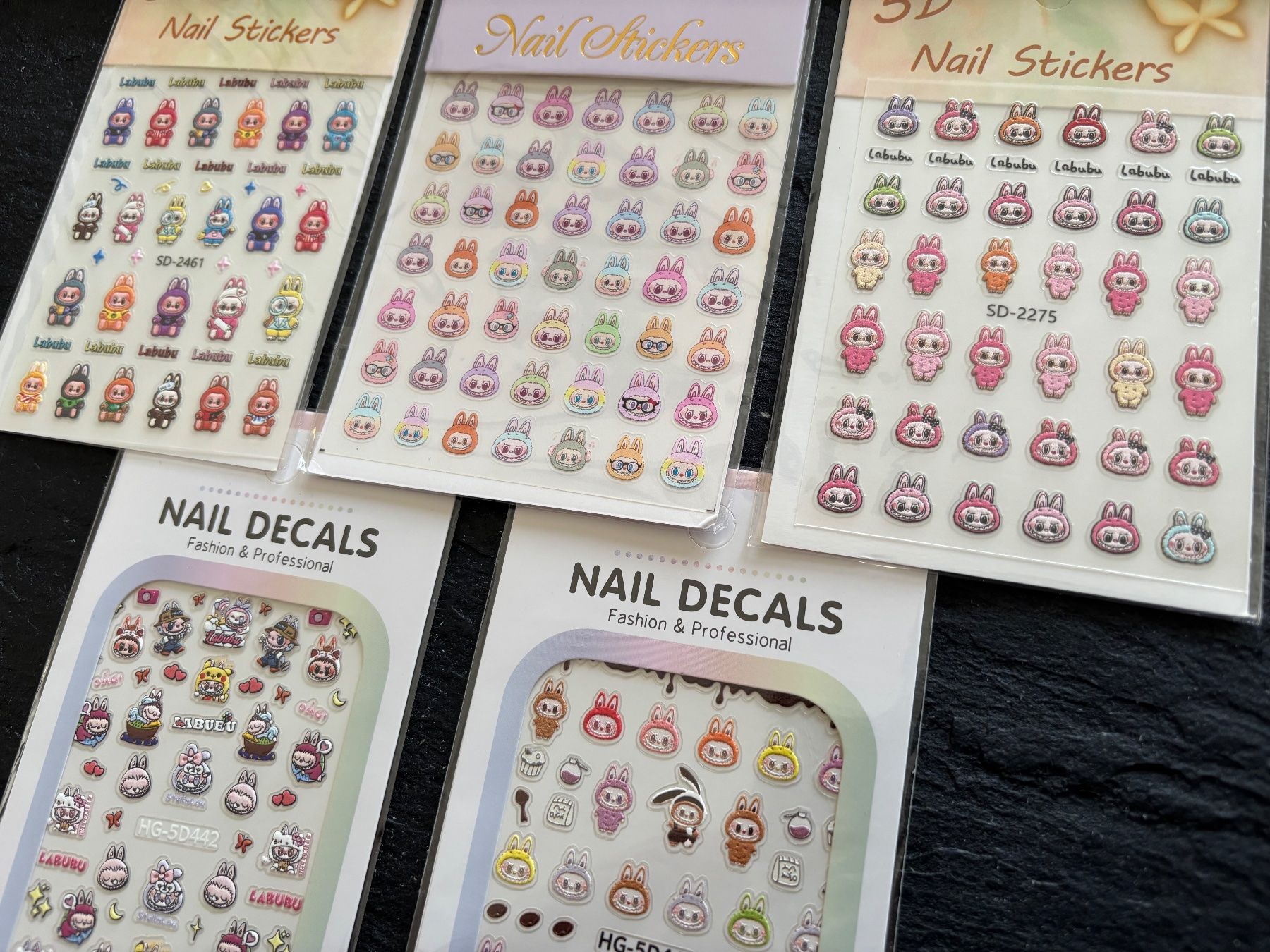 Aufkleber: 5 Packs, Nail Stickers - Labubu style – Neu und originalverpackt aus Collombey von Cards07 2