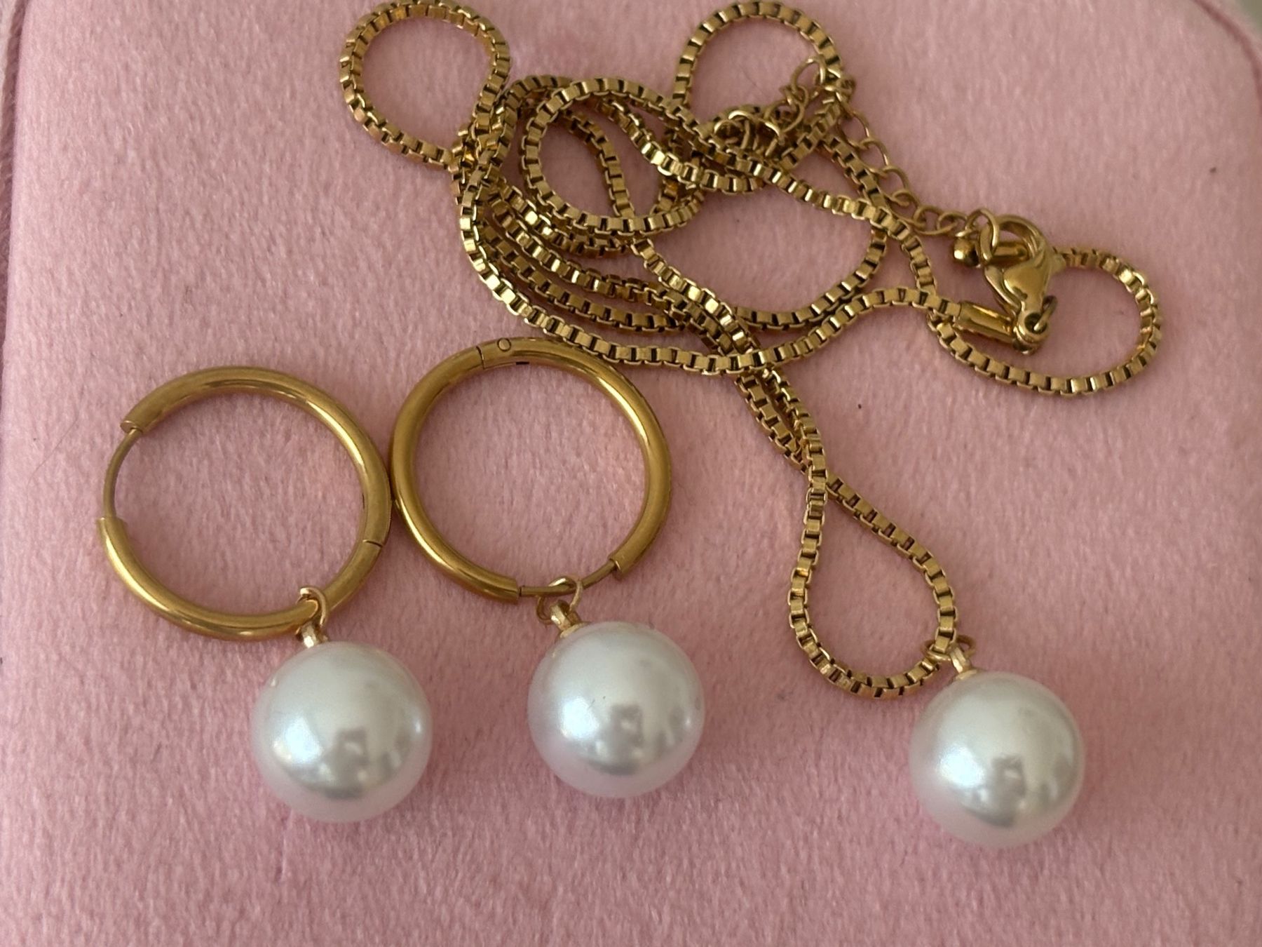 Ketten: Luxus Edelsthal Kette/Orstecker Farbe :Gold Kunstperlen – Neu (gemäss Beschreibung) aus Biel-Bienne von Roserosse13 3