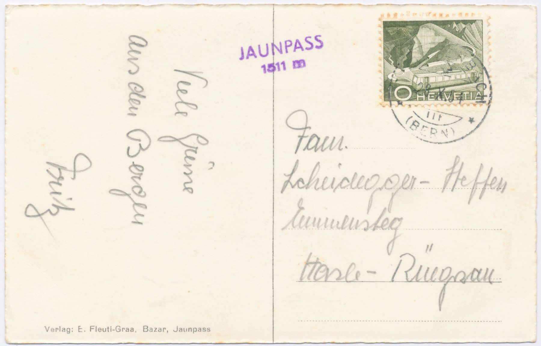 Cartoline postali: Jaunpass 1954 – Usato da Lützelflüh-Goldb venduto da fluidum 1