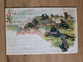 Alte Postkarte Soldaten Gruss Gebirgsbatterie No 3 Suisse