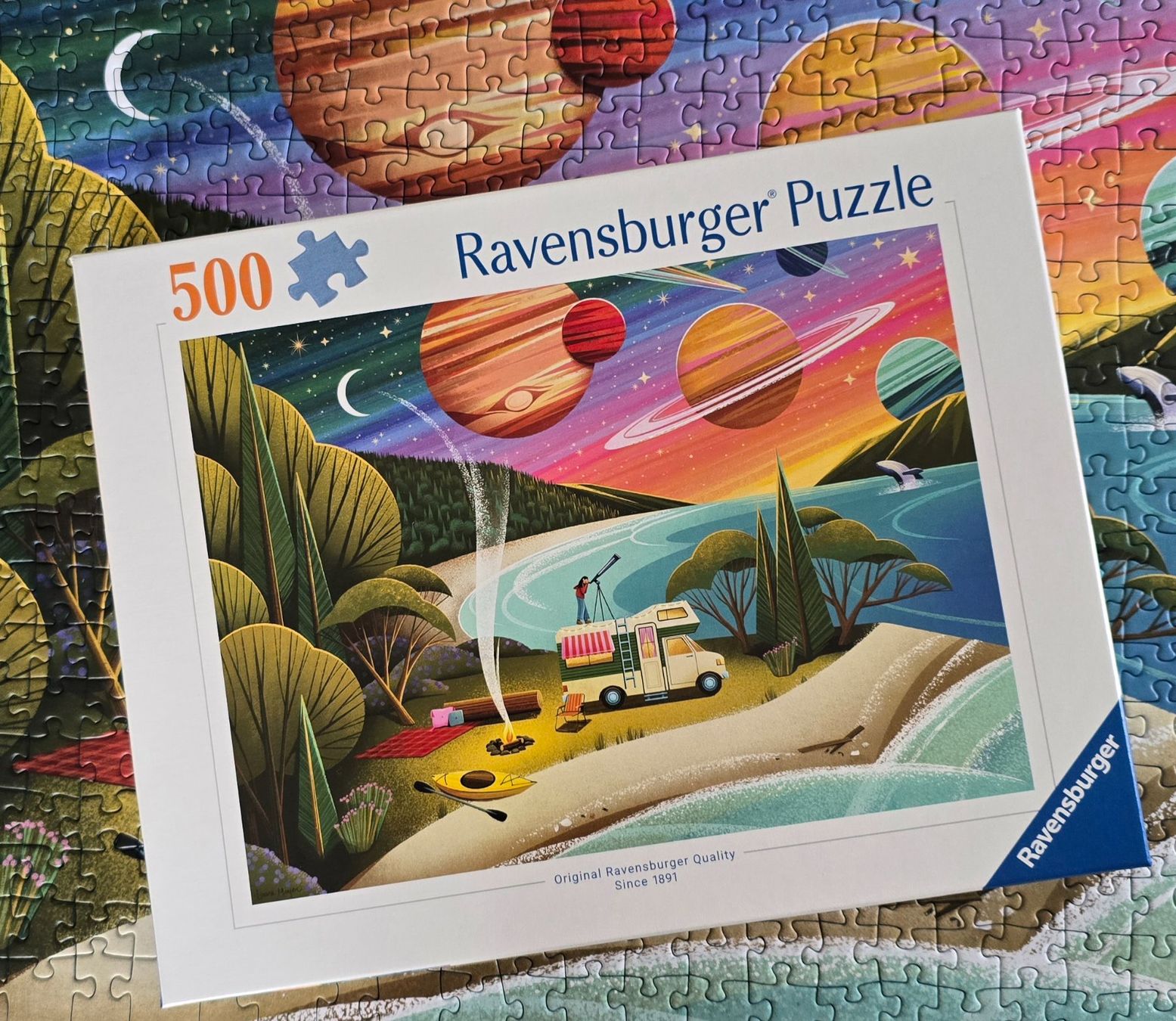 Ravensburger Puzzle: Puzzle  Camping unter dem Kosmos Ravensburger – Usato da Rheinau venduto da MakalekaAloha 4