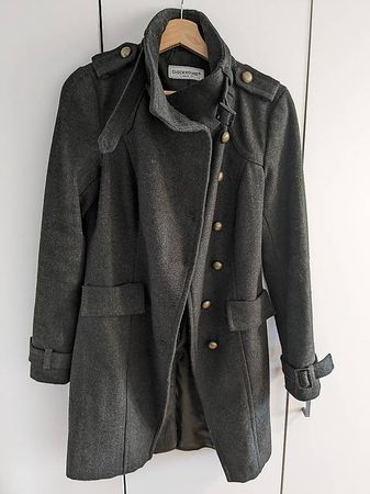 Warmer dunkelgrüner Wintermantel mit Wollanteil Grösse S