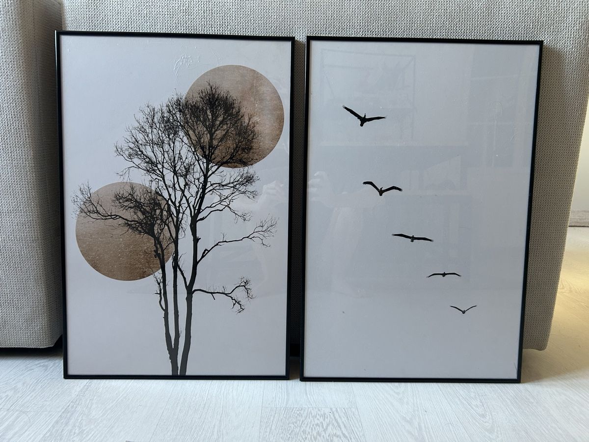 Tele & Cornici: Tableaux déco arbres oiseaux noir et blanc moderne – Nuovo (secondo la descrizione) da Founex venduto da cel_9rqq