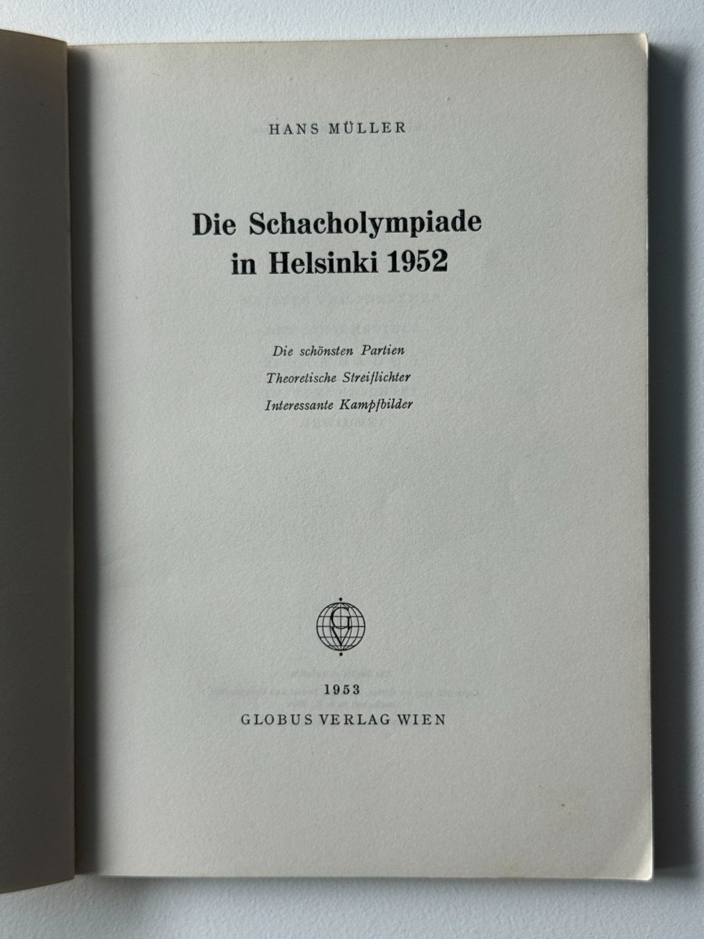 Libri: Schacholympiade Helsinki 1952 - Hans Müller – Usato da Basel venduto da Kornblumen 1