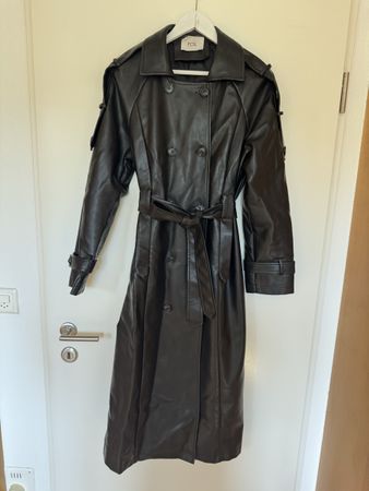 FGL Trenchcoat Faux Leather Black Size L