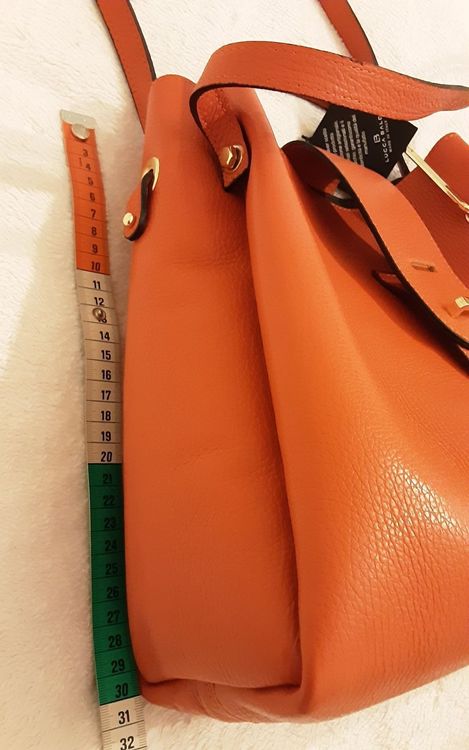 Sac main bandouli re neuf Lucca Baldi cuir orange Acheter