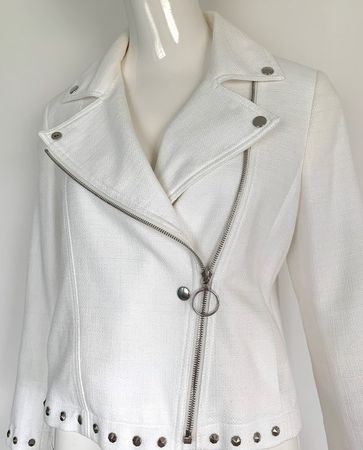 Akris Punto Jacke weiss, Nieten, Baumwolle - EU 36