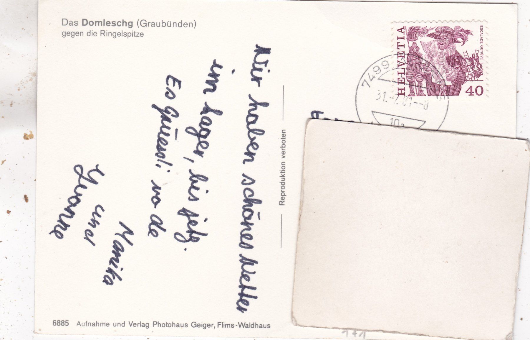 Ansichtskarten: Das Domleschg gegen die Ringelspitze 1981 – Gebraucht aus Herisau von Lisegrat2008 1