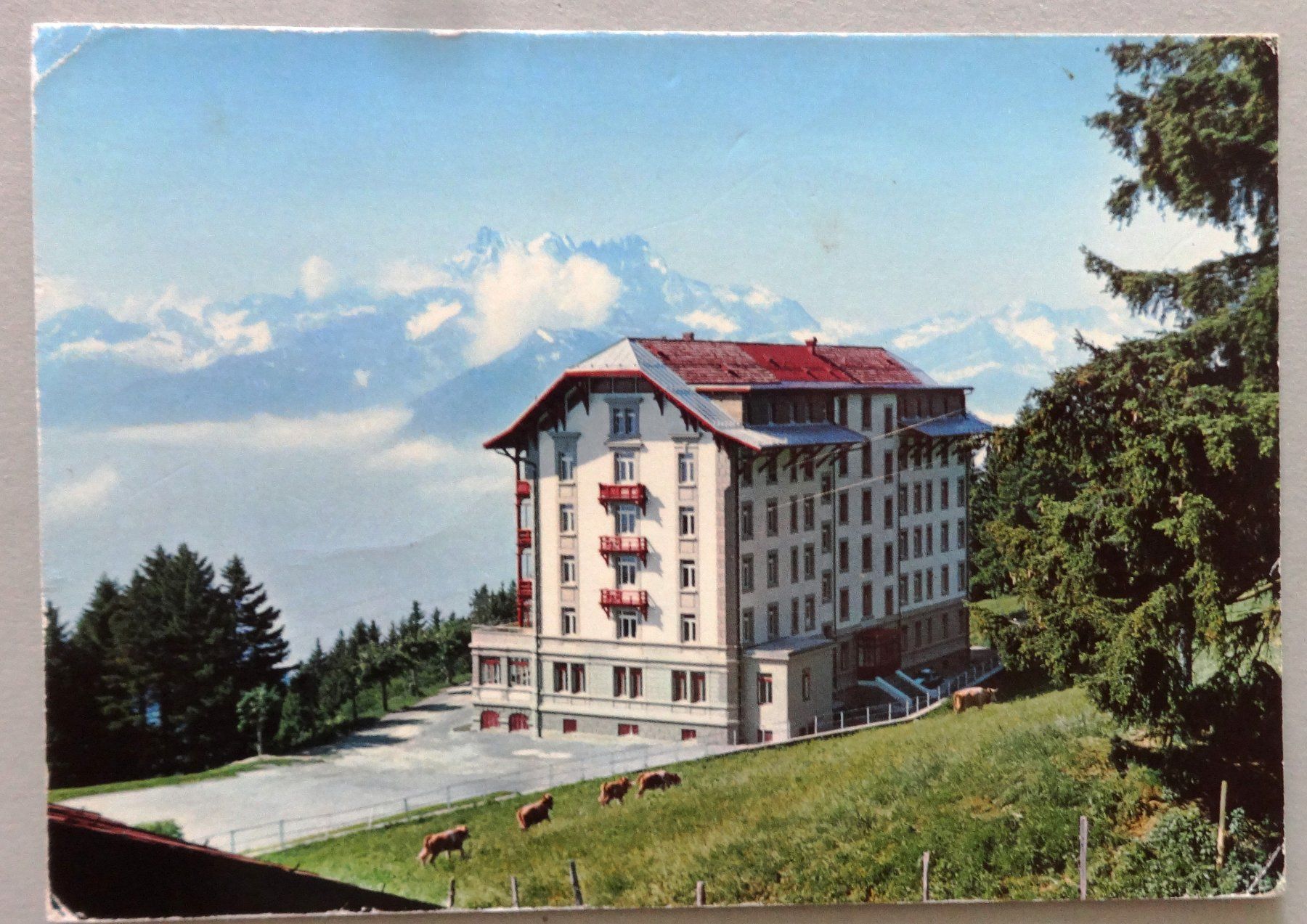 Cartoline postali: Hôtel "Les Chamois" Intersoc, Leysin – Difettoso da Fétigny venduto da Billy2miny