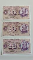 3x 10 Franken 1977, Serie 100 I O P, top Zustand (WA3)