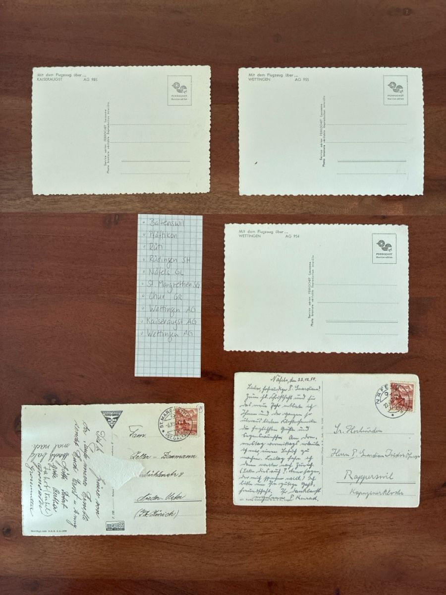 Cartoline postali: 10 Ansichtskarten div Flugaufnahmen Kt ZH und AG. 3 – Usato da Oftringen venduto da Cla.vD.74 1
