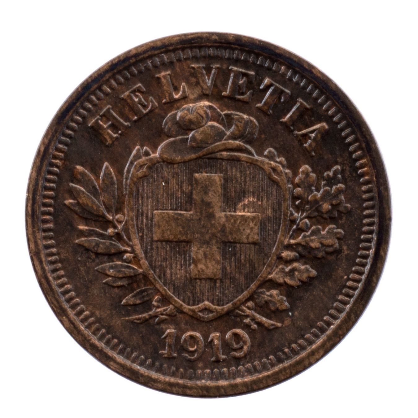 Tutti le monete: Schweiz / Suisse - 1 Rappen - 1919 – Usato da Rotkreuz venduto da Swiss-Coins
