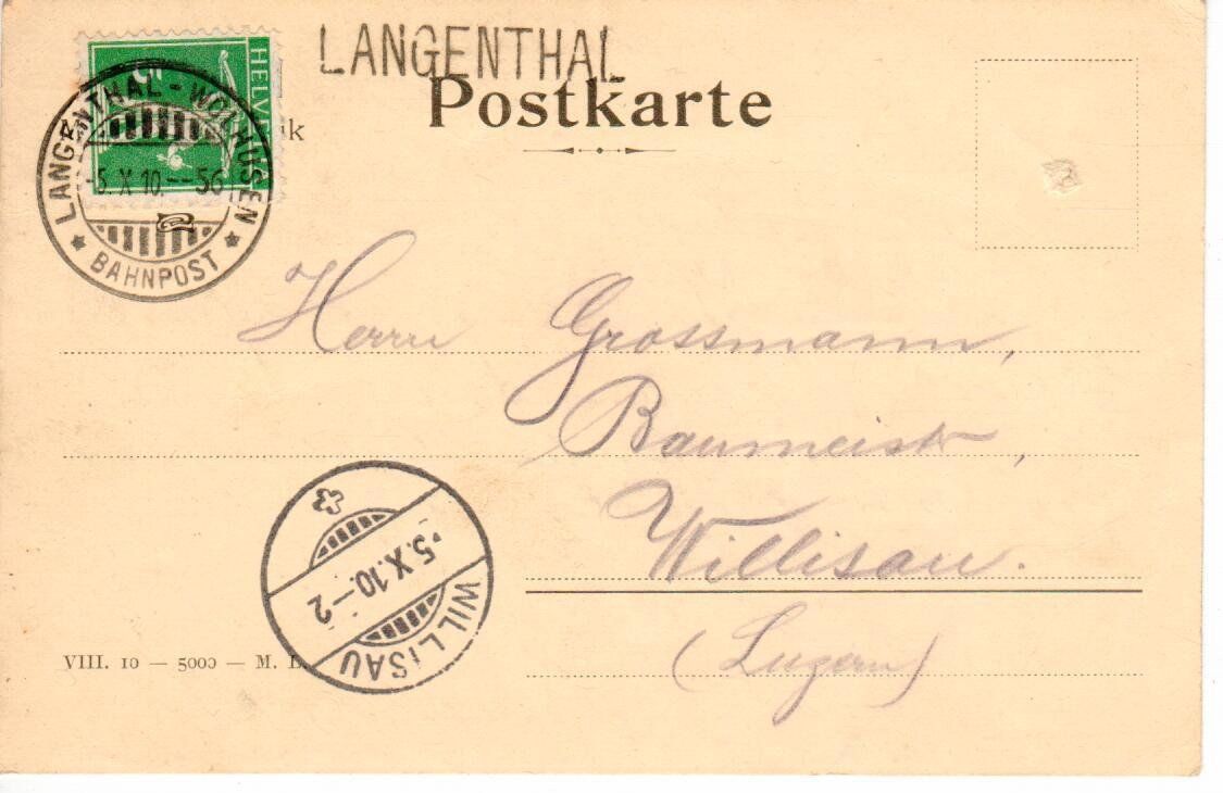 Tutti i francobolli: PK, Langenthal - Wolhusen Bahnpost 1910 – Usato da Wolhusen venduto da Curver9
