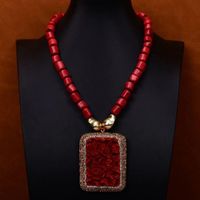 Rot echt Korallen Halskette Edelstein Collier Corail Zinobar