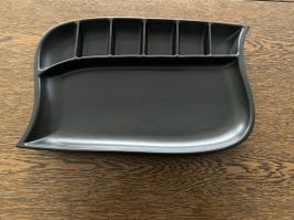 Schwarze Servierplatte/Apéroplatte mit Fächern, Top!