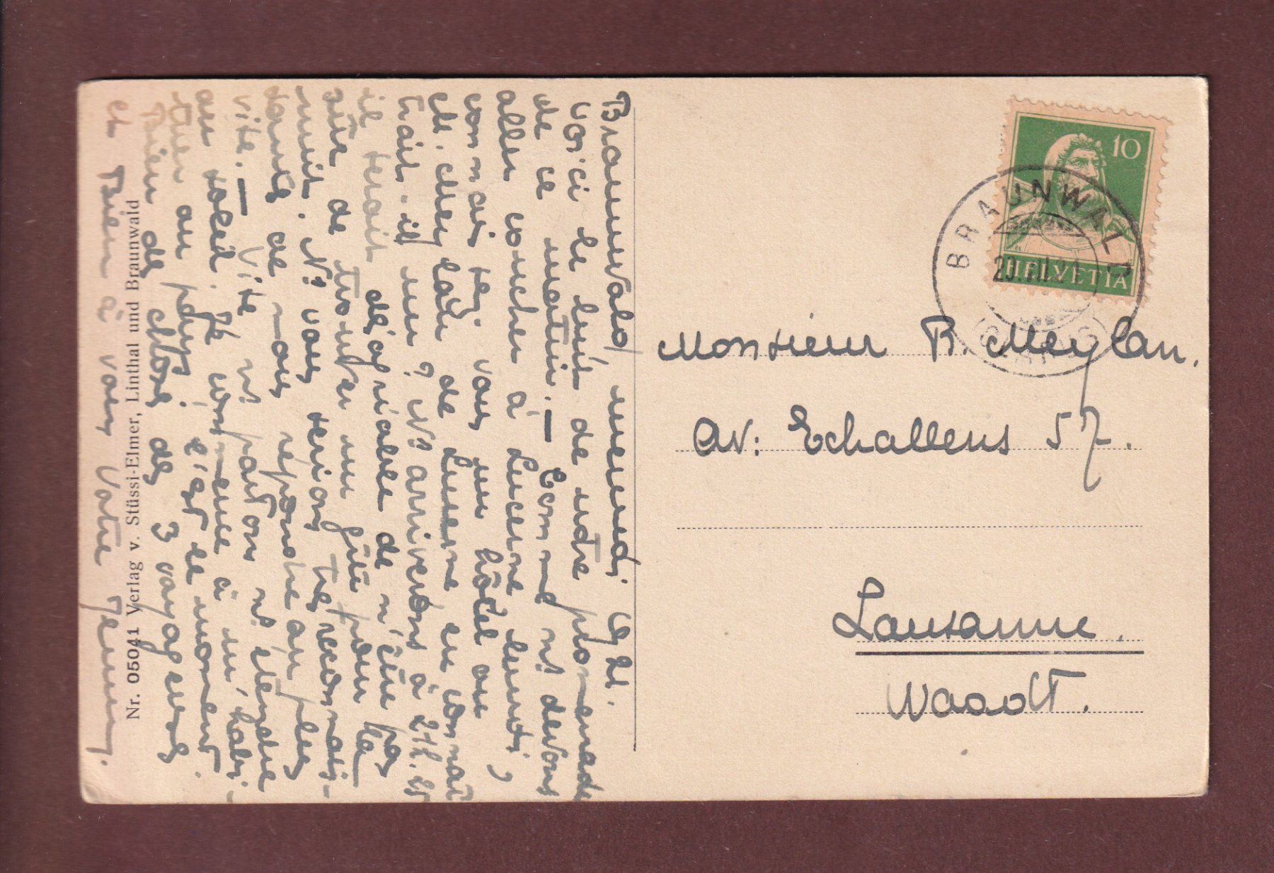 Ansichtskarten: BRAUNWALD - BRUMMBACHFALL - 1921 – Gebraucht aus Pully von nicecards-shop 1