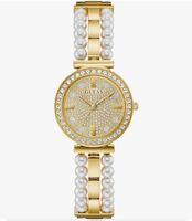 Guess Damenuhr goldfarben mit Perlen