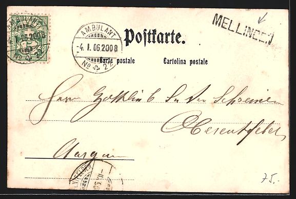 Cartoline postali: Bellikon, Gasthaus Kaufmann, Schlössche – Usato da Berlin venduto da bartko-reher 1