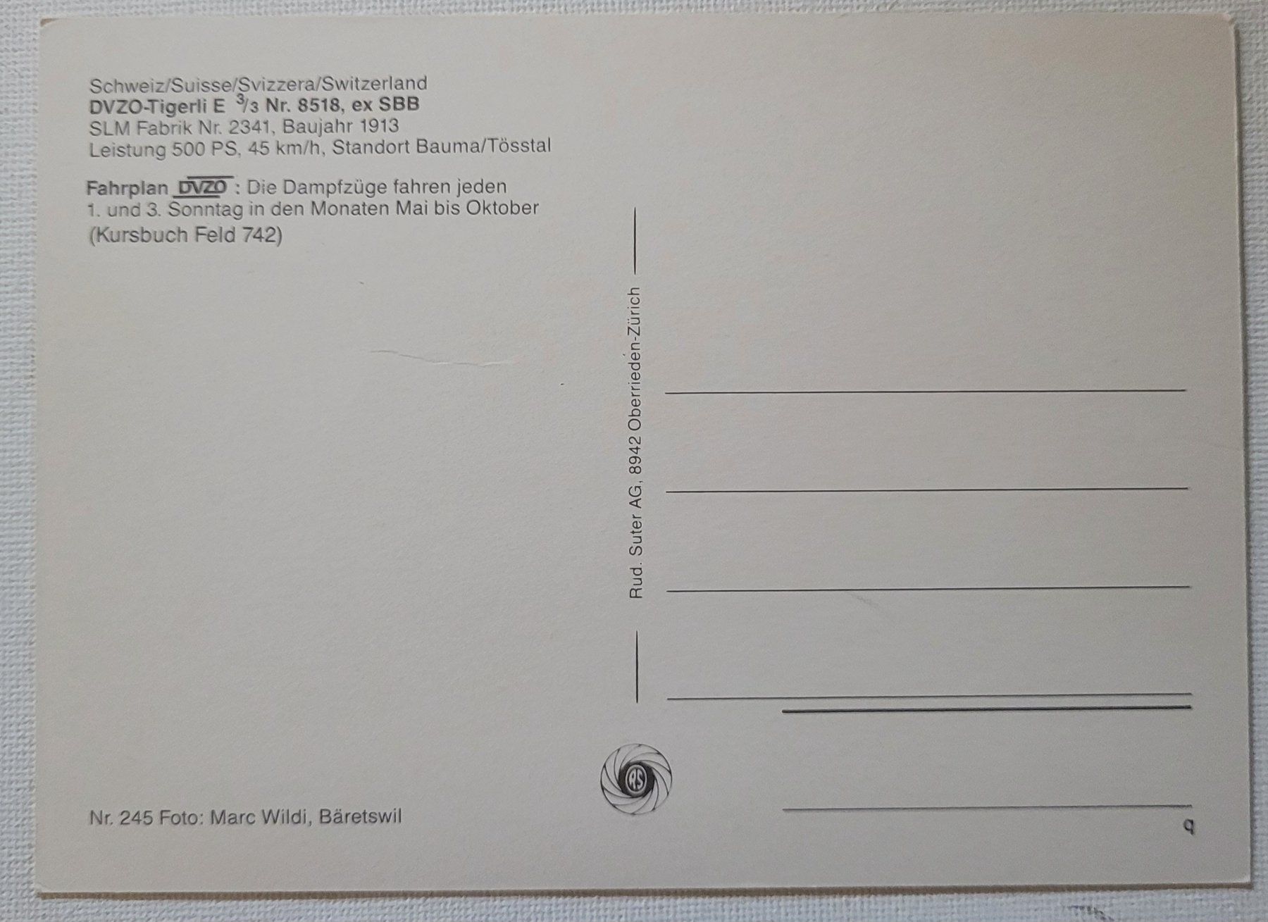 Cartoline postali: DVZO-TIGERLI 3/3 Nr. 8518 – Nuovo (secondo la descrizione) da Neftenbach venduto da Mador6 1