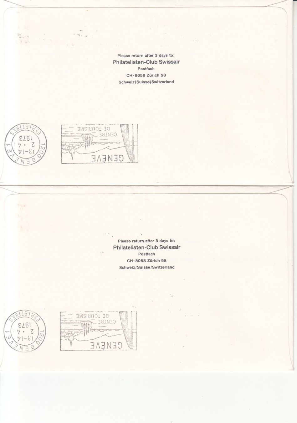 Tutti i francobolli: SLH RF 73.10 b+c  Boston-Geneva – Usato da Bürglen TG venduto da StampGraf 1