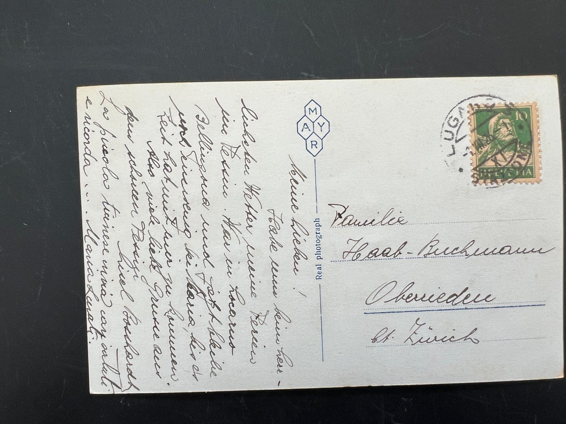 Ansichtskarten: AK  1926 Lugano     (G540) – Gebraucht aus Hinwil von Sidi4 1