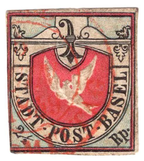 Alle Briefmarken: 1845 BASLER TAUBE Kat.-Nr. 8 sauber gestempelt – Gebraucht aus Heerbrugg von Swissphila
