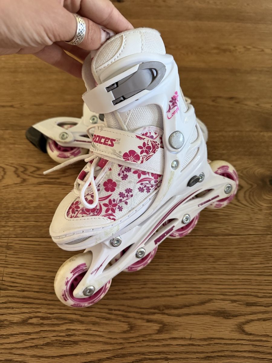 Pattini in linea & Pattini a rotelle:  Kinder Inline Skates White Pink Floral – Nuovo (secondo la descrizione) da Einsiedeln venduto da sar_229v 2