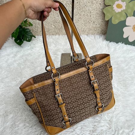 Handtasche COACH C Monogram braun Leder 36x23cm guter Zustan