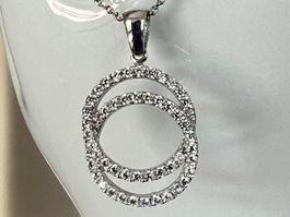 Silber Collier 925  Zirkonia Kreisanhänger *Unendlichkeit*