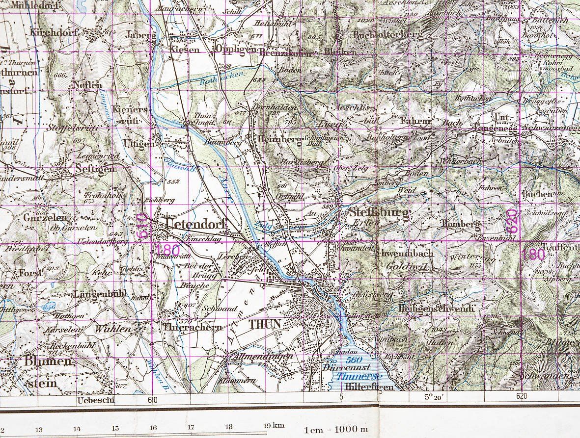 Cartes géographiques & atlas: Topographische Karte Bern 1949 – Défectueux à Bern par Maccalvin 7